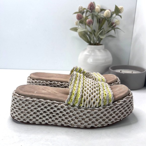 Rag & Bone Logan Platform Crochet Slide Sandal Chalk Yellow Natural Women 7/EU37 - Picture 5 of 9